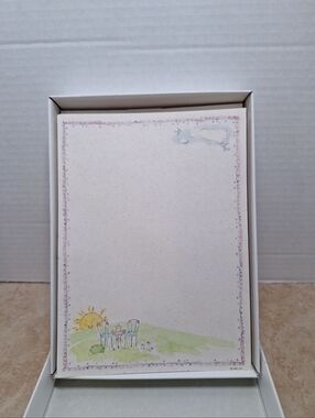 Vintage Hallmark Stationery Paper Envelopes Whimsical Garden Tea Design  Boxed